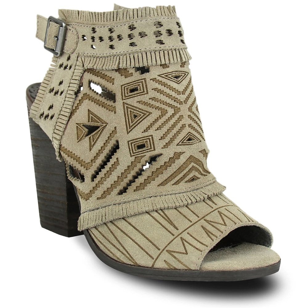 Naughty Monkey Aztec Print Leather Heeled Bootie Size 6 1/2